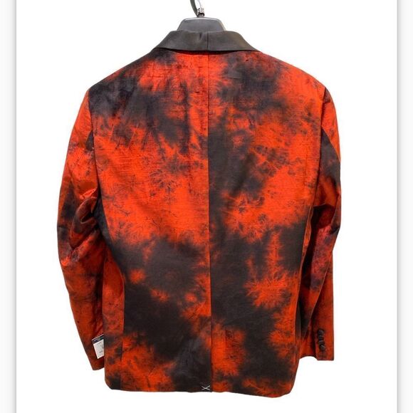 Vince Camuto Powis Satin Shawl Lapel Dinner Jacket In Burnt Red Brule Rouge 42S - Picture 4 of 10